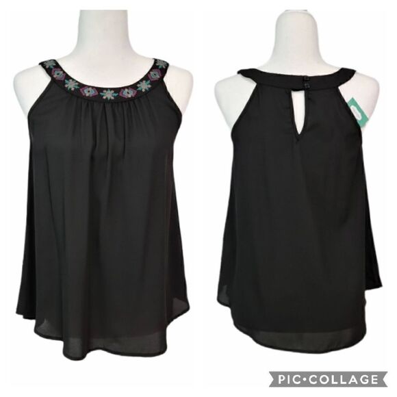 NEW Maurices Sheer Embroidered Round Neck Tank XS - Picture 1 of 12